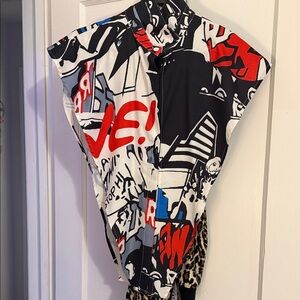 Graphic Button-Up Poncho